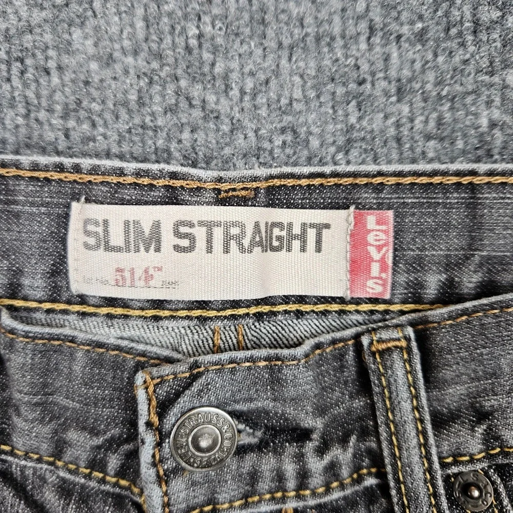 Levis 514 Jeans Men's 32x34 Slim Straight Black Faded Denim Cotton Vintage Y2K
